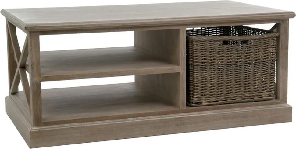 Drevený konferenčný stolík s košíkom Jerome - 120 * 69 * 51 cm