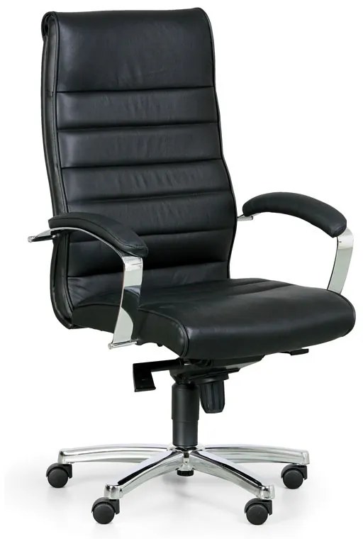 Kožené kancelárske kreslo HORIZONT, pravá koža, čierna