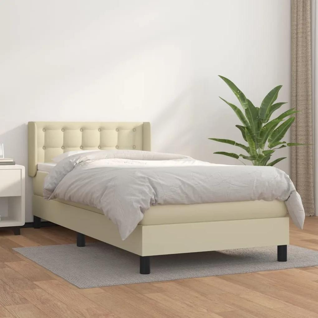 Boxspring posteľ s matracom krémová 90x200 cm umelá koža 3130759