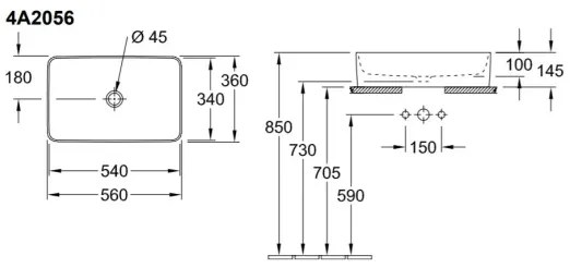 Villeroy & Boch 4A205601 - Umývadlo na dosku COLLARO 56x36 cm keramika/biela