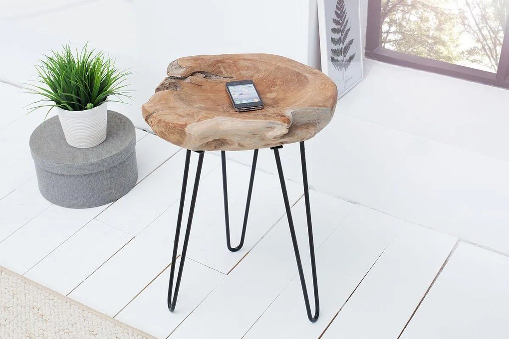 Dizjanový odkladací stolík Jamari, 40 cm, teak