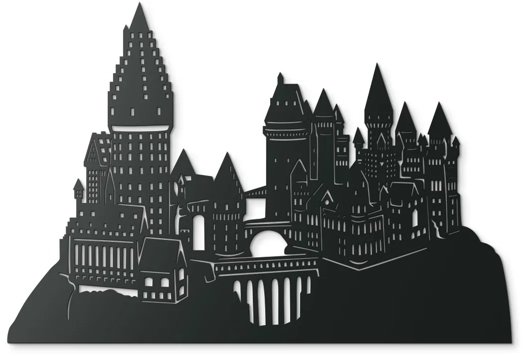 drevko Detská nálepka na stenu Rozprávkový hrad Rozmer obrazu: 30 x 44,5 cm, Farba dekorácie: Čierna