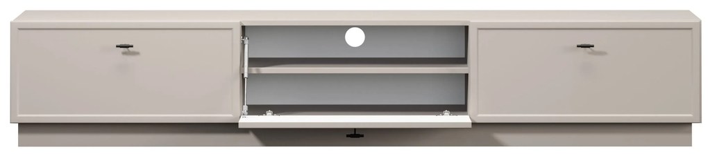 TV skrinka so zásuvkami Lorini 200 cm - kašmír / čierne úchytky T-bar
