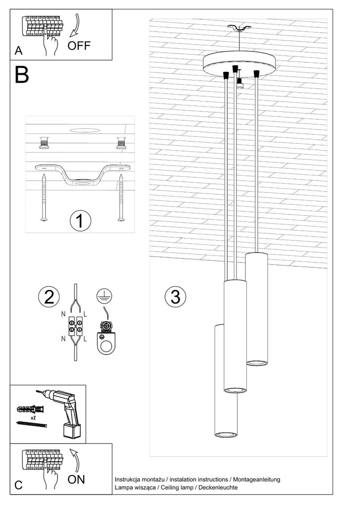 Sollux Lighting Závesné svietidlo Lagos, 3x oranžové kovové tienidlo, o