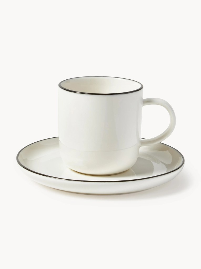 Porcelánové šálky na kávu's podšálkami Facile, 2 ks