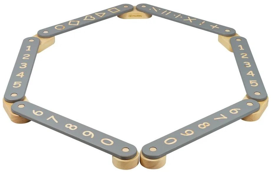 Sivá senzorická dráha z borovicového dreva 10x408x5 cm Montessori – Meowbaby