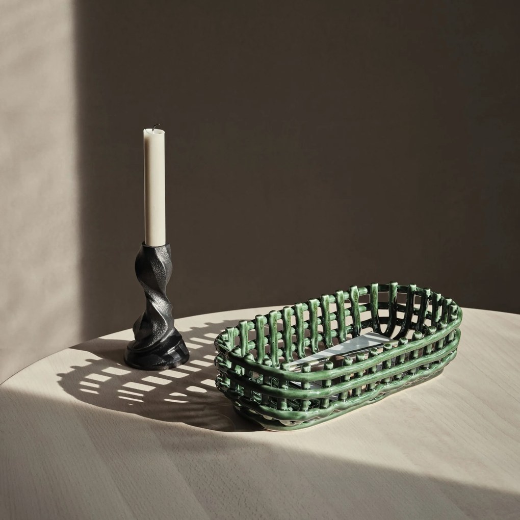 ferm LIVING Keramický kôš Emerald Green Oval