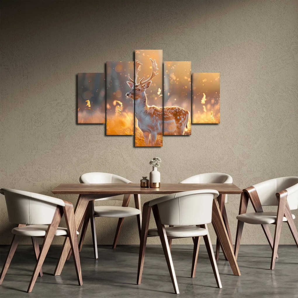 Obraz - Jeleň v poli (150x105 cm)