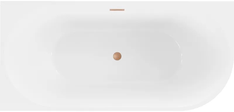 Mexen Mia, voľne stojaca rohová vaňa ľavá 160 x 80 cm, biela/čierna, medený matný prepad, 52691608075L-65