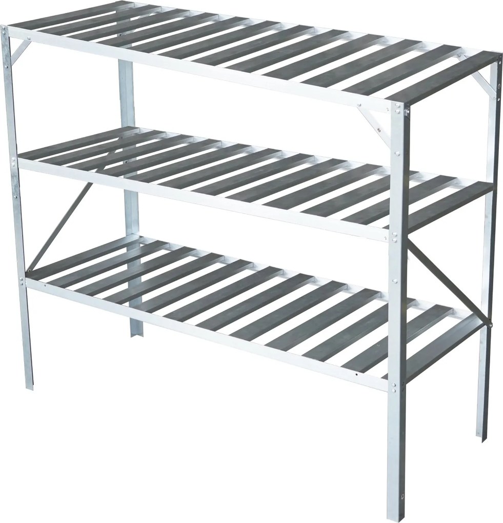 Záhradný regál do skleníka BestBerg BB-GSB3 / 3 police / 126 x 50 x 113 cm / strieborná