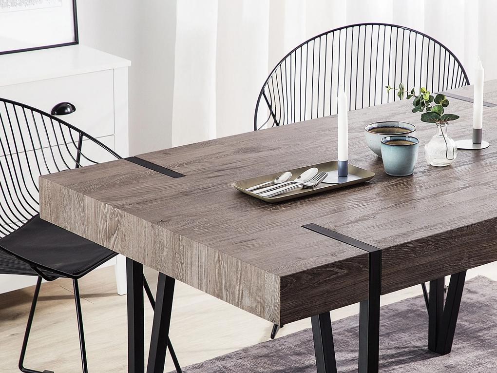Jedálenský stôl 180 x 90 cm tmavé drevo/čierna ADENA Beliani