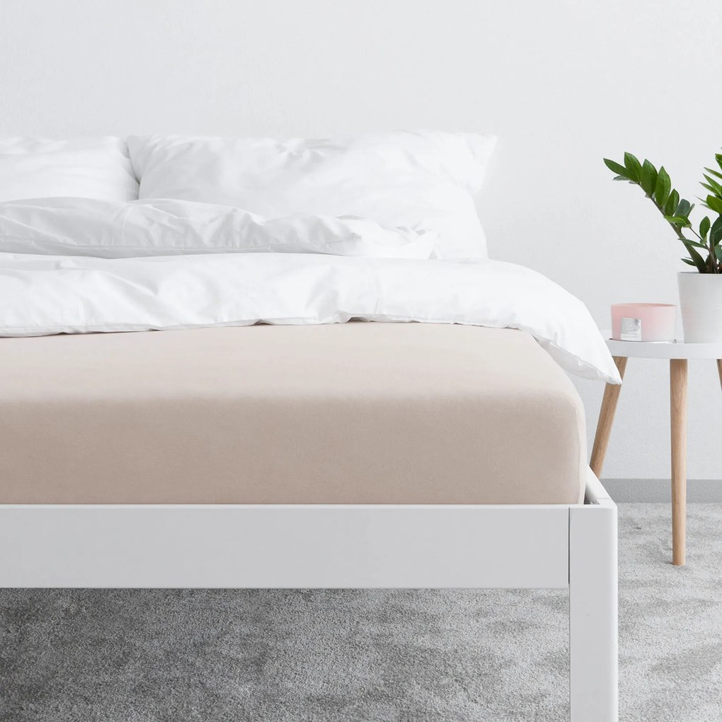 Goldea jersey elastická plachta - latte 160 x 200 cm