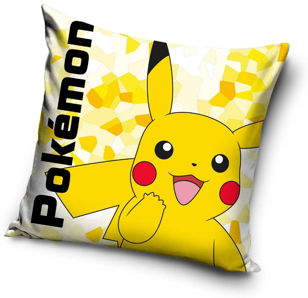 DETSKÁ DEKORAČNÁ OBLIEČKA NA VANKÚŠ POKEMON 40X40 CM VZOROVANÁ