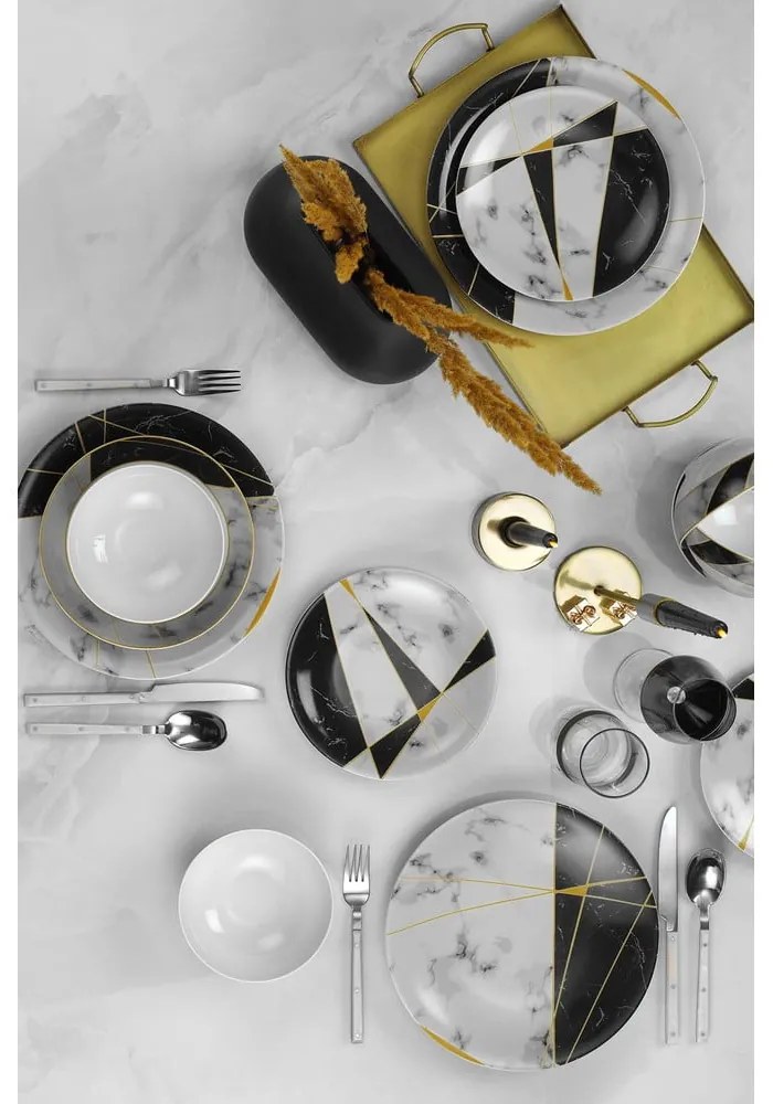 24-dielna súprava porcelánového riadu Kütahya Porselen Black&White