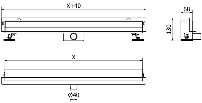 Mexen Flat nerezový sprchový žľab na stenu 80 cm vzor 2v1, zlatá, 1530080