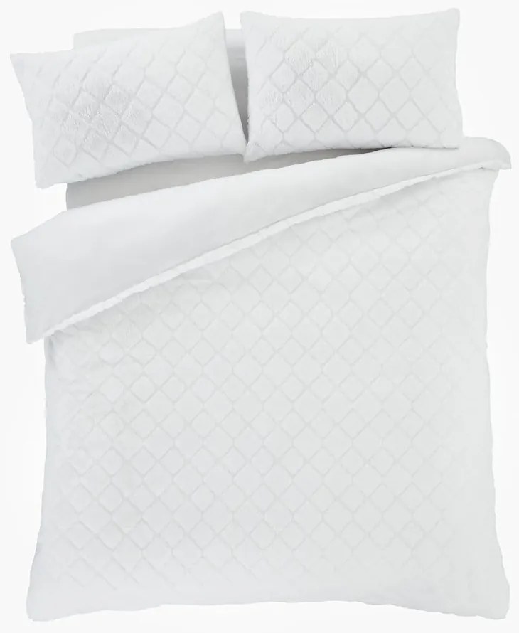 Biele obliečky na dvojlôžko/predĺžené z mikroplyšu 230x220 cm Cosy Diamond – Catherine Lansfield