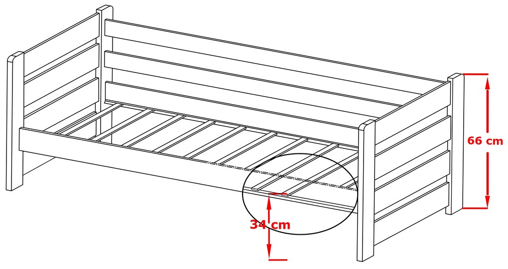 Detská posteľ z masívu borovice so šuplíkmi EGO - 200x90 cm - biela