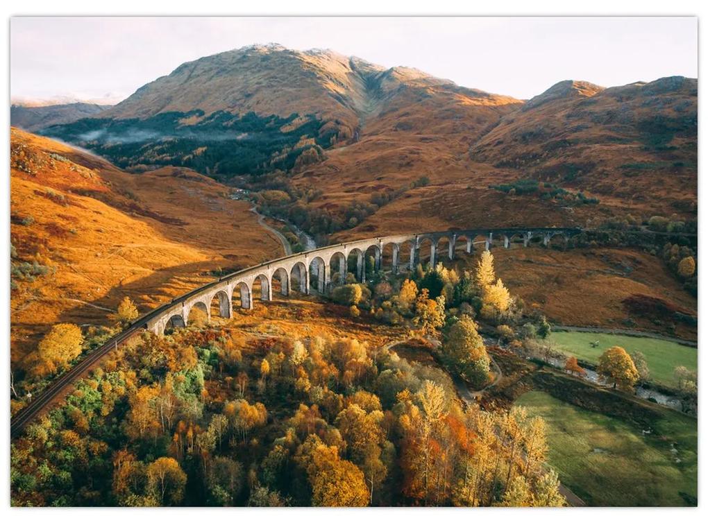 Sklenený obraz mosta v škótskom údolí (70x50 cm)
