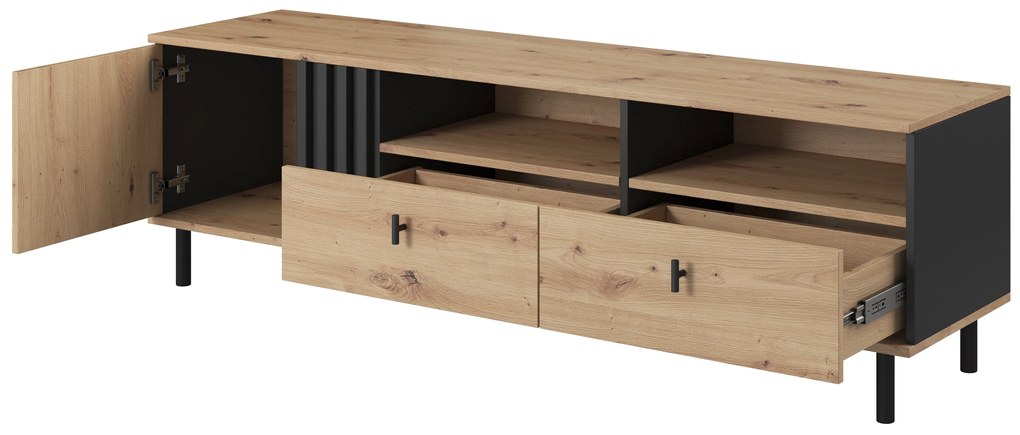 TV stolík/skrinka Madeira 165 (dub artisan + čierny antracit). Akcia -10%. Vlastná spoľahlivá doprava až k Vám domov. 1071362