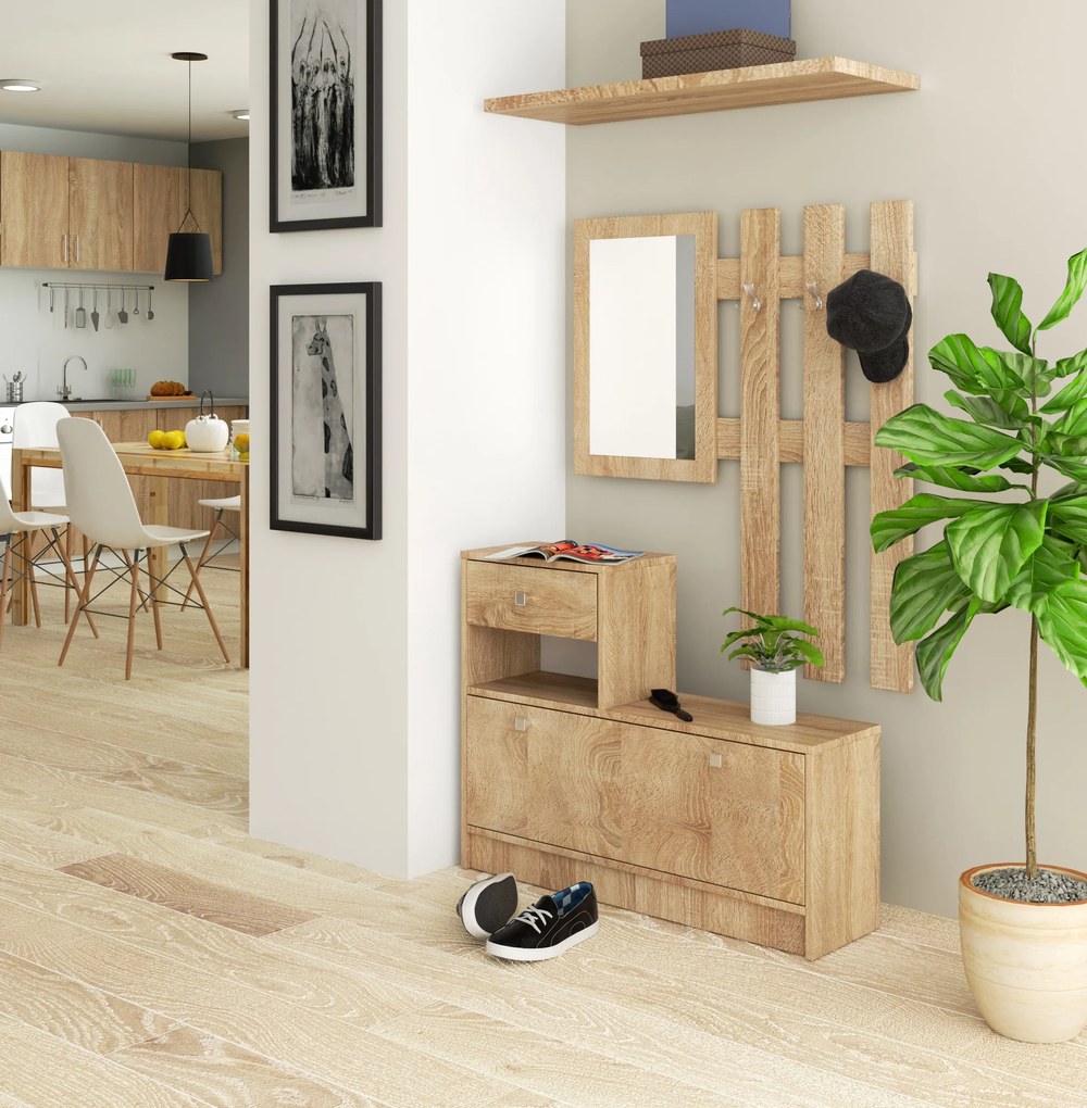 Predsieňová zostava Zariel (dub sonoma). Akcia -22%. Vlastná spoľahlivá doprava až k Vám domov. 1068564