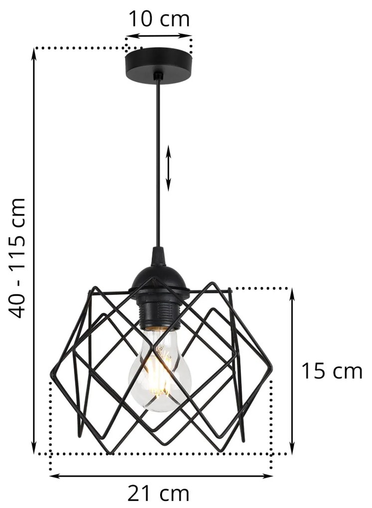 Závesné svietidlo Stella, 1x čierne drôtené tienidlo