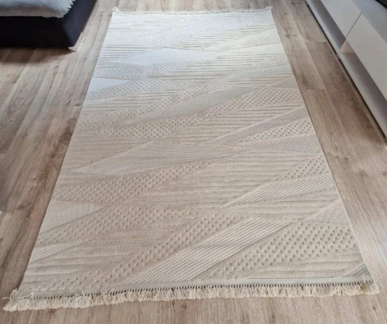 Moderný koberec v boho štýle TWIST BEIGE 30629A – béžový Rozmer: 60x100 cm