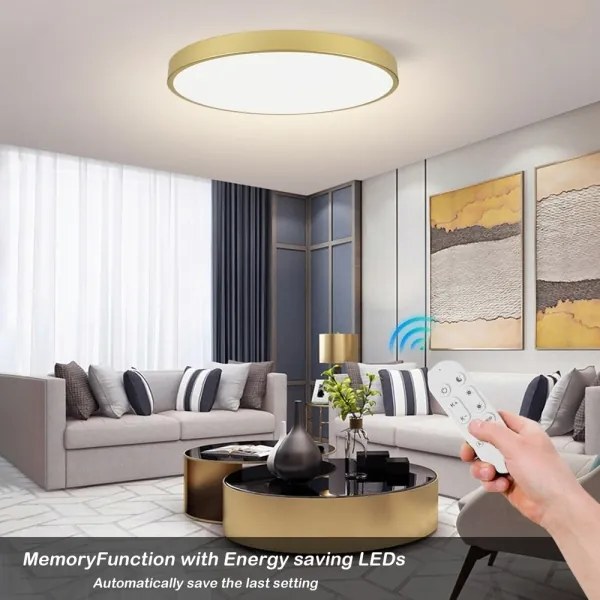 Immax NEO 07311L-LED Stmievateľné stropné svietidlo SEMPLICI 96W/230V priemer 80 cm Wi-Fi Tuya zlaté + diaľkové ovládanie
