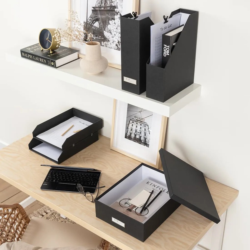 HOLGER päť-dielny dielny čierny stolový organizér zo 100% recyklovateľného papiera