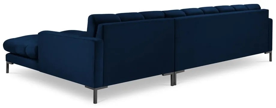 Tmavomodrá zamatová rohová pohovka Cosmopolitan Design Bali, pravý roh