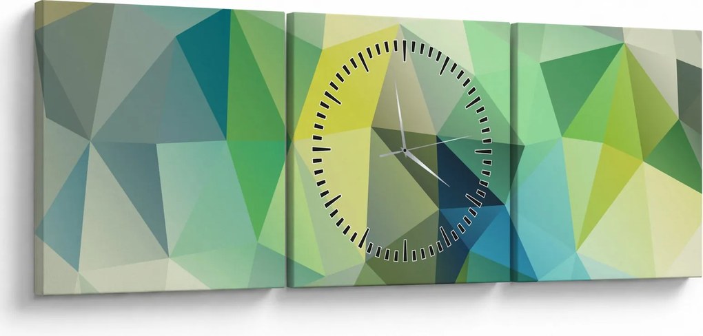 Obraz geometrické abstrakcie (s hodinami) (90x30 cm)