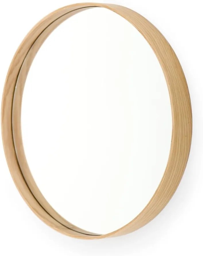 Nástenné zrkadlo s rámom z dubového dreva Wireworks Glance, ⌀ 31 cm