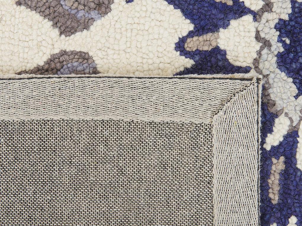 Vlnený koberec 200 x 200 cm béžová/modrá KUMRU Beliani