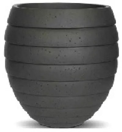 Capi Nature Vase round striped rib I dark grey 10x10,5 cm