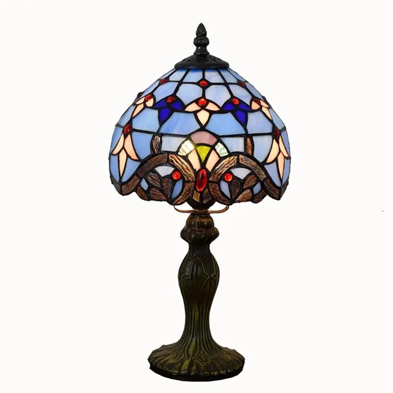 Tiffany stolná lampa Barokblue 118 Huizhou Oufu Lighting v.36xš.20,sklo/kov,40W
