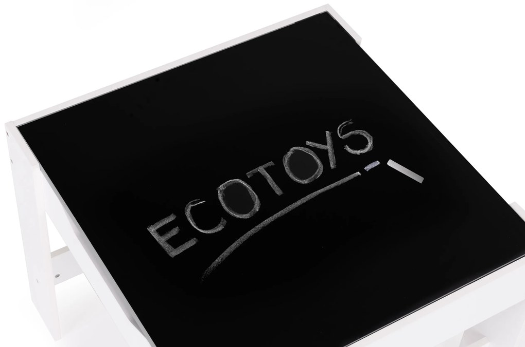 Zostava detského nábytku, stôl + 2 stoličky, kriedová tabuľa, ECOTOYS