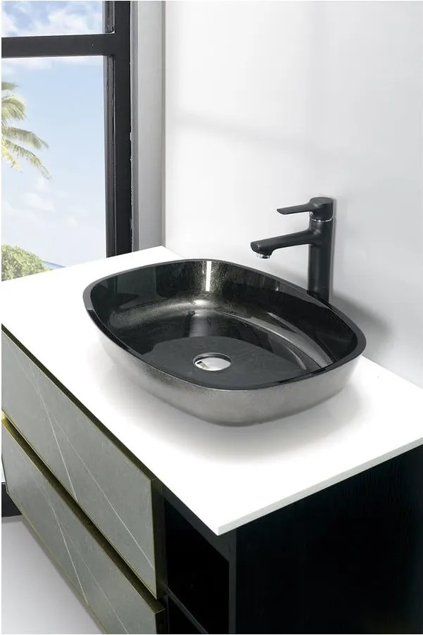 Sklenené umývadlo v petrolejovej farbe 54x39,5 cm Kvaore – Sapho