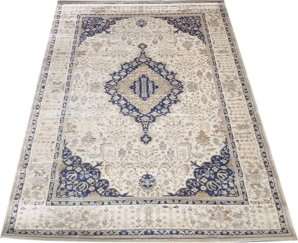 DY Béžovo-modrý koberec s orientálnym vzorom Milas PRJ 02B-CB