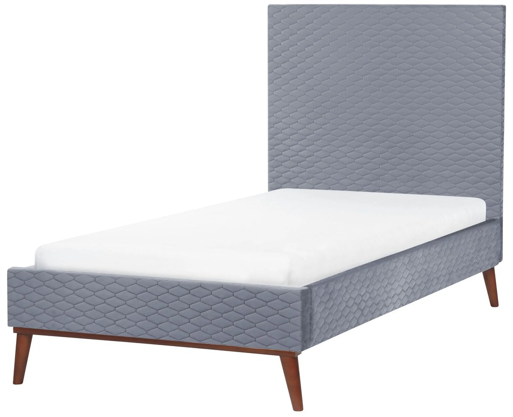 Zamatová posteľ 90 x 200 cm sivá BAYONNE Beliani