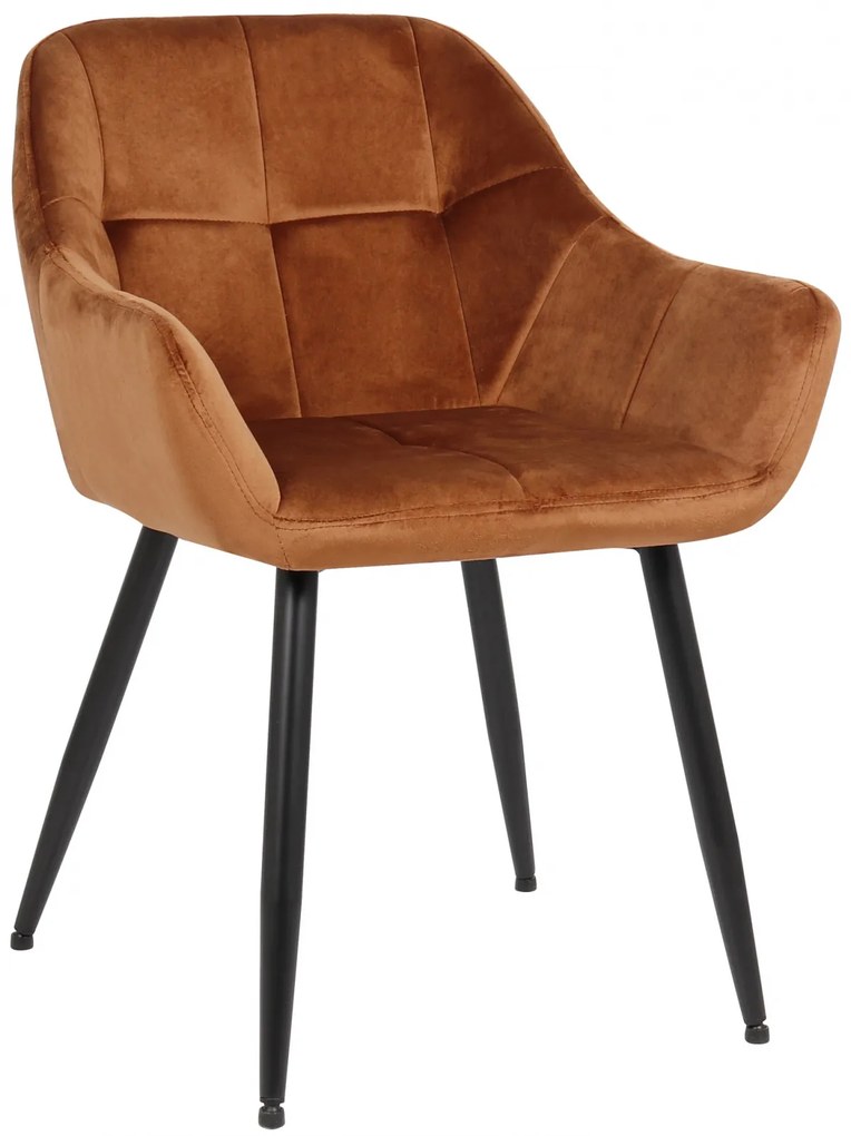 Jedálenská stolička Emia - zamat, kovové nohy čierne - Hnedá