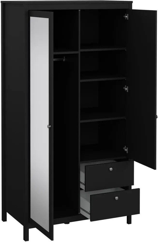 Šatníková skriňa Realty 102 cm so zrkadlom čierna