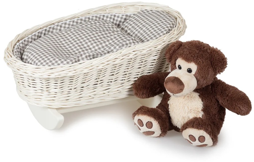 Kolíska prútená bielená pre bábiku Culla II.š. 45 x hl. 30 x v. 20(cm)