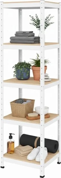 Akcia 3x Regál 180x40x40 cm lakovaný 5-policový, nosnosť 875 kg - biely