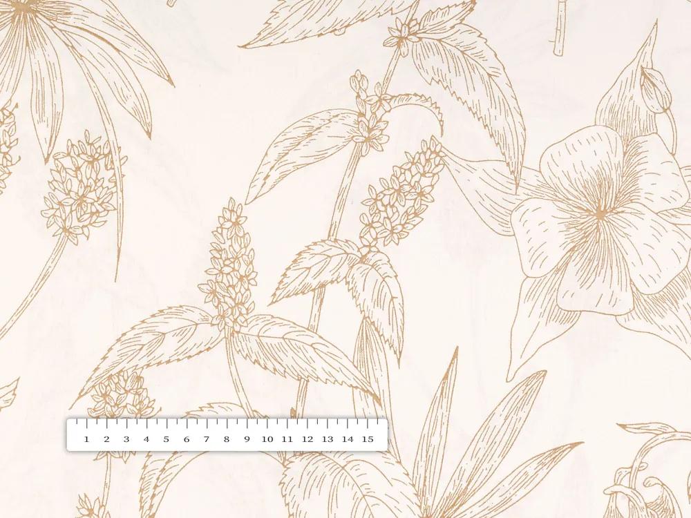 Biante Bavlnený obdĺžnikový obrus Sandra SA-425 Hnedé listy na smotanovom 100x160 cm
