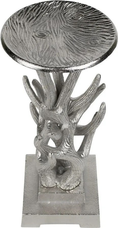 Strieborný kovový svietnik s parožím - 12,5 * 12,5 * 30cm
