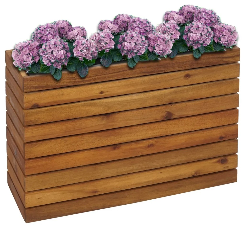 Kvetináč HWC-L21, 41x63x23cm, akáciové drevo - hnedá