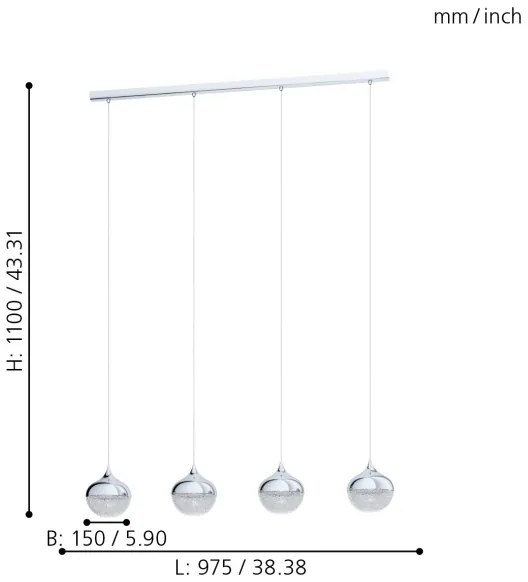 Eglo 98628 - Luster na lanku MIOGLIA 4xE14/25W/230V