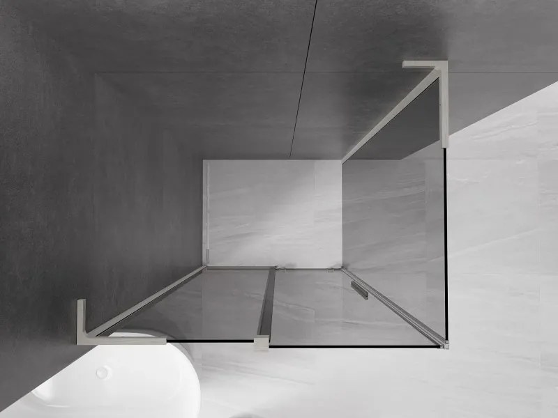 Mexen Velar L, sprchový kút s posuvnými dverami 120 x 80 cm, 8mm šedé sklo, brúsená oceľ, 871-120-080-43-97