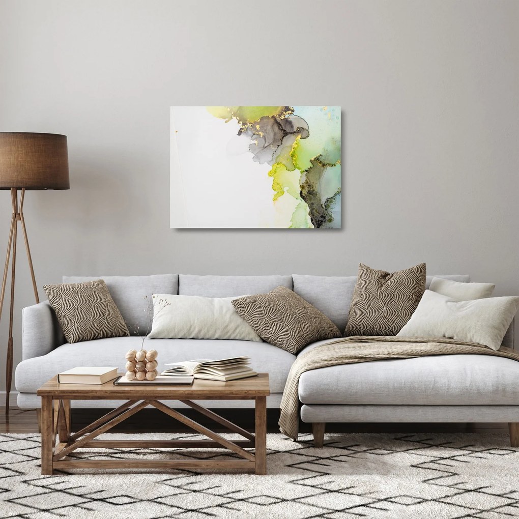 Sklenený obraz - Abstraktné umenie atramentom (70x50 cm)