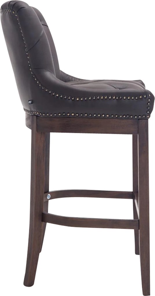 Barová stolička Buckingham - koža, drevené nohy tmavá antik - Hnedá