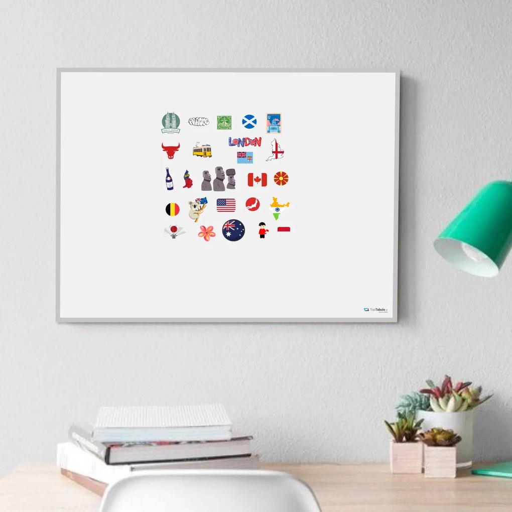 Toptabule.sk  Biela tabuľa na magnetky v hliníkovom ráme 90x60 cm